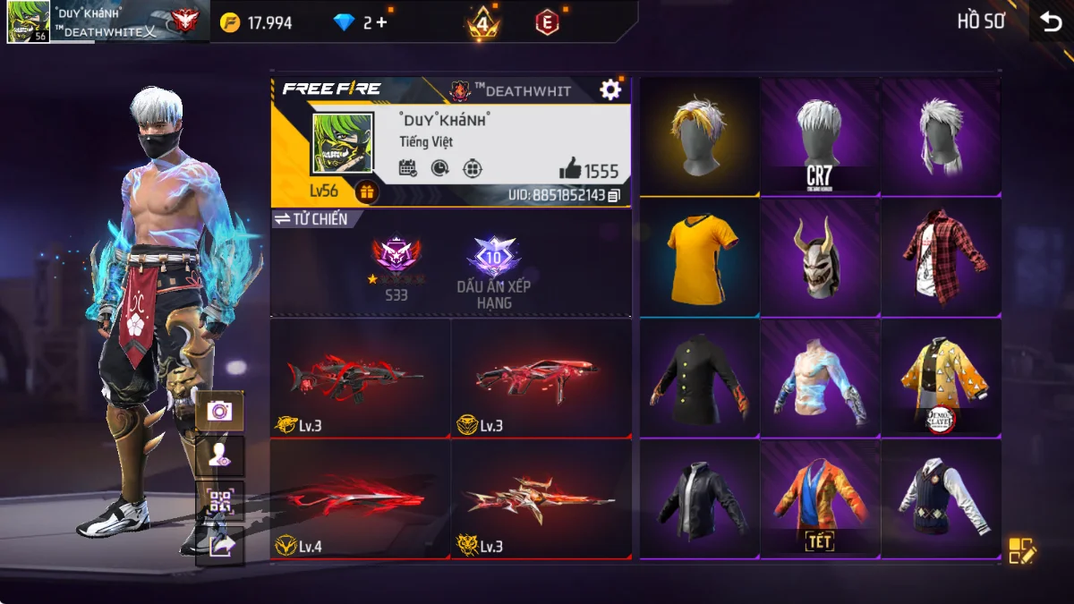 VIP 4 · Chuyên Nam · Áo Học Sinh +2 skin
