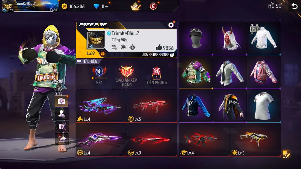 VIP 5 · Chuyên Nam · Quỷ Dạ Xoa +4 skin