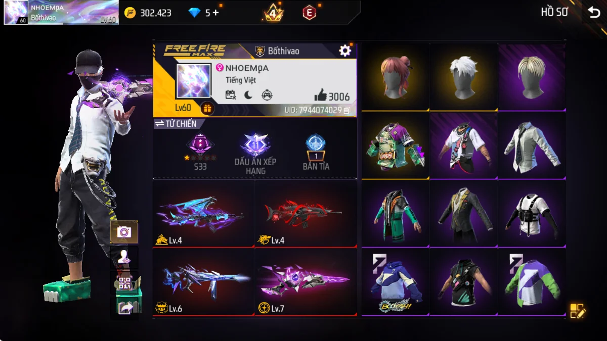 VIP 4 · Chuyên Nam · Bộ Trai Ngổ Ngáo +1 skin