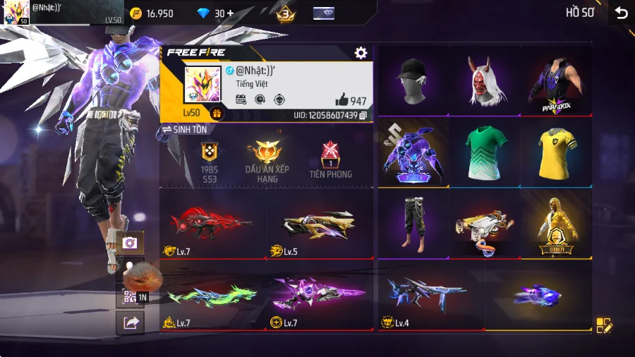 VIP 6 · Chuyên Nam · Bộ Trai Ngổ Ngáo +3 skin