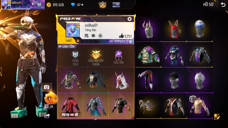 VIP 8 · Chuyên Nam · Lãng Khách Tím +12 skin