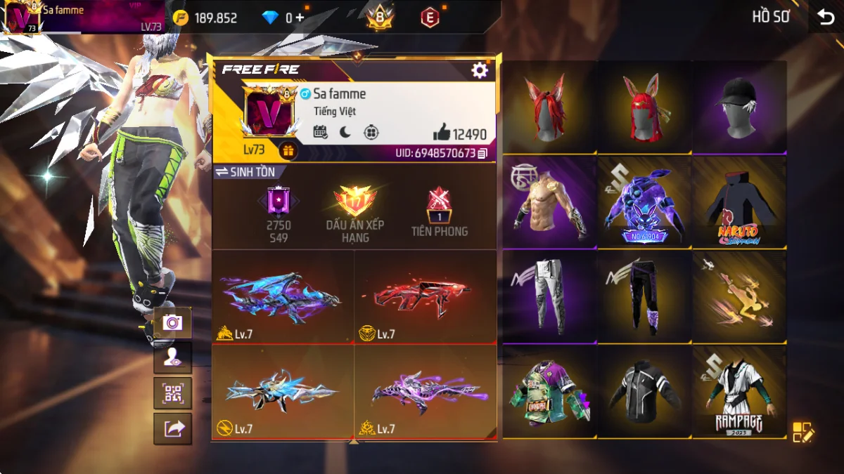 VIP 8 · Chuyên Nữ · Ly Ly +12 skin