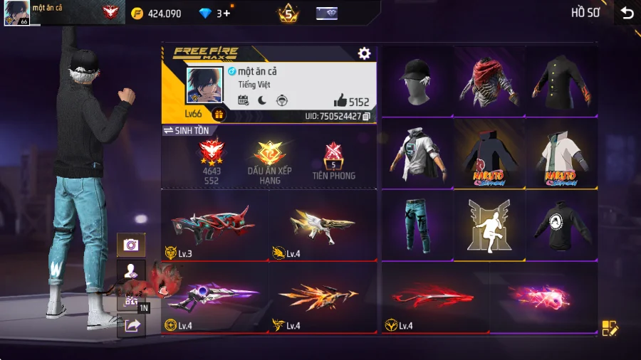 VIP 5 · Chuyên Nam · Bộ Trai Ngổ Ngáo +1 skin