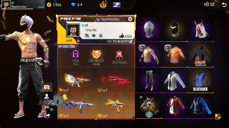 VIP 8 · Chuyên Nam · Lãng Khách Tím +5 skin