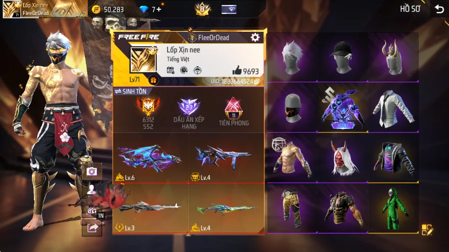 VIP 8 · Chuyên Nam · Quỷ Dạ Xoa +6 skin