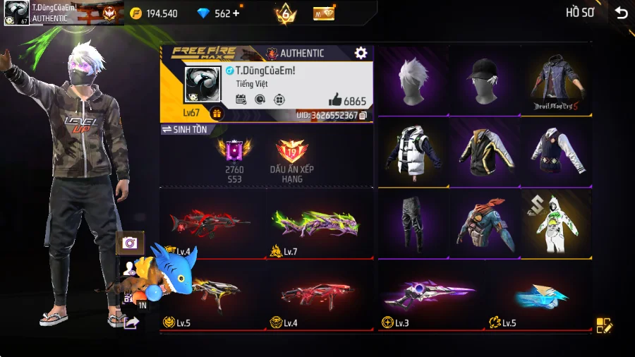 VIP 6 · Chuyên Nam · Lãng Khách Tím +1 skin