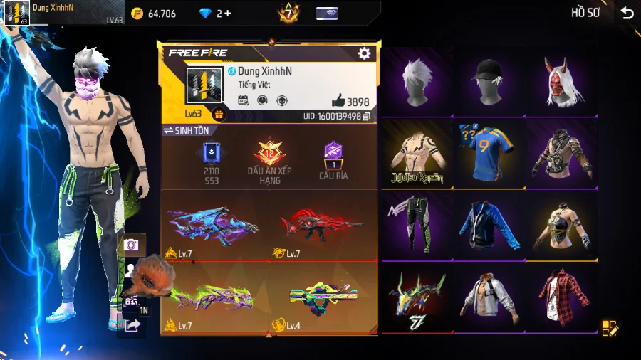 VIP 7 · Chuyên Nam · Quỷ Dạ Xoa +2 skin