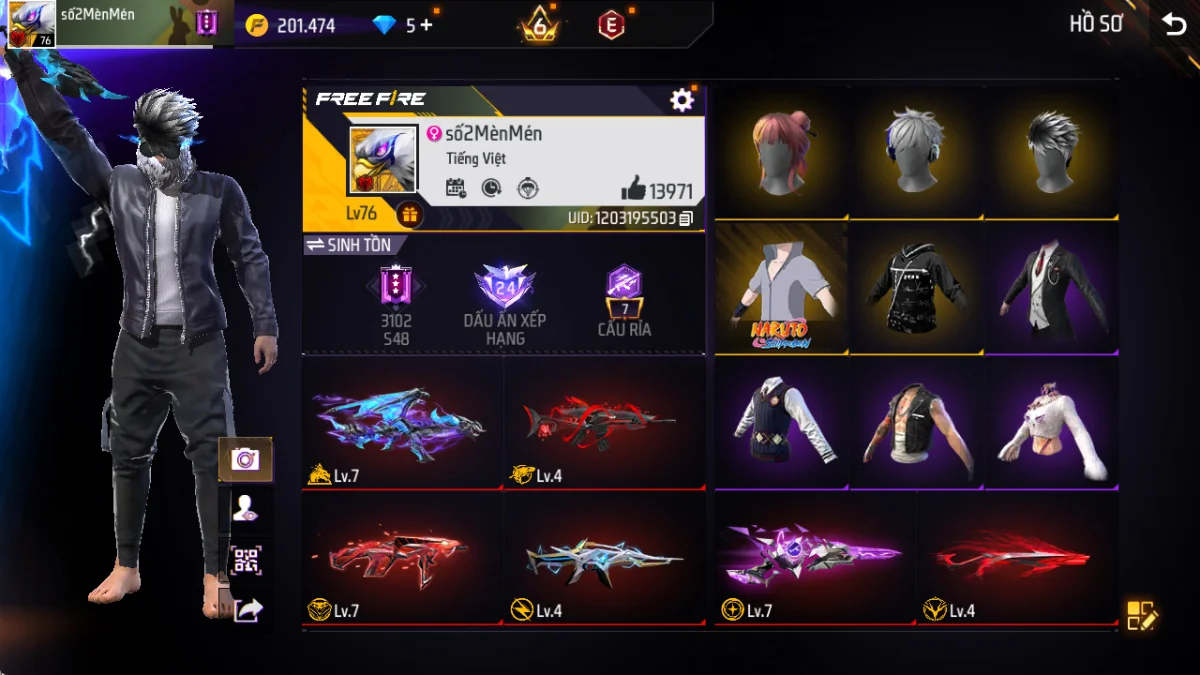 VIP 6 · Chuyên Nam · Hắc Tinh +2 skin