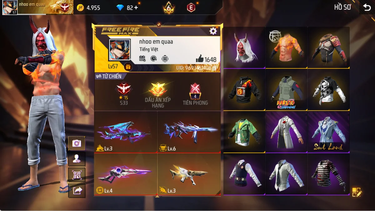 VIP 6 · Chuyên Nam · Quỷ Dạ Xoa +2 skin