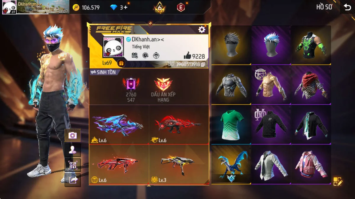 VIP 6 · Chuyên Nam · Thích Khách Kim Long +3 skin