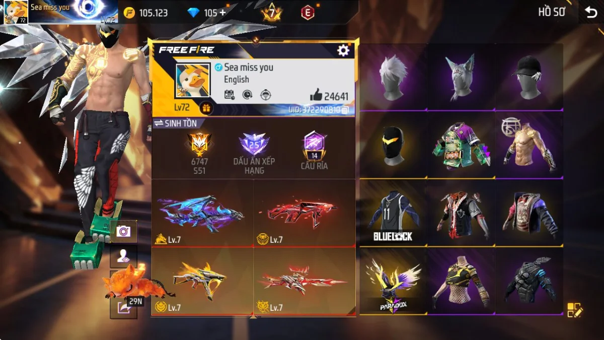 VIP 7 · Chuyên Nam · Lãng Khách Tím +8 skin