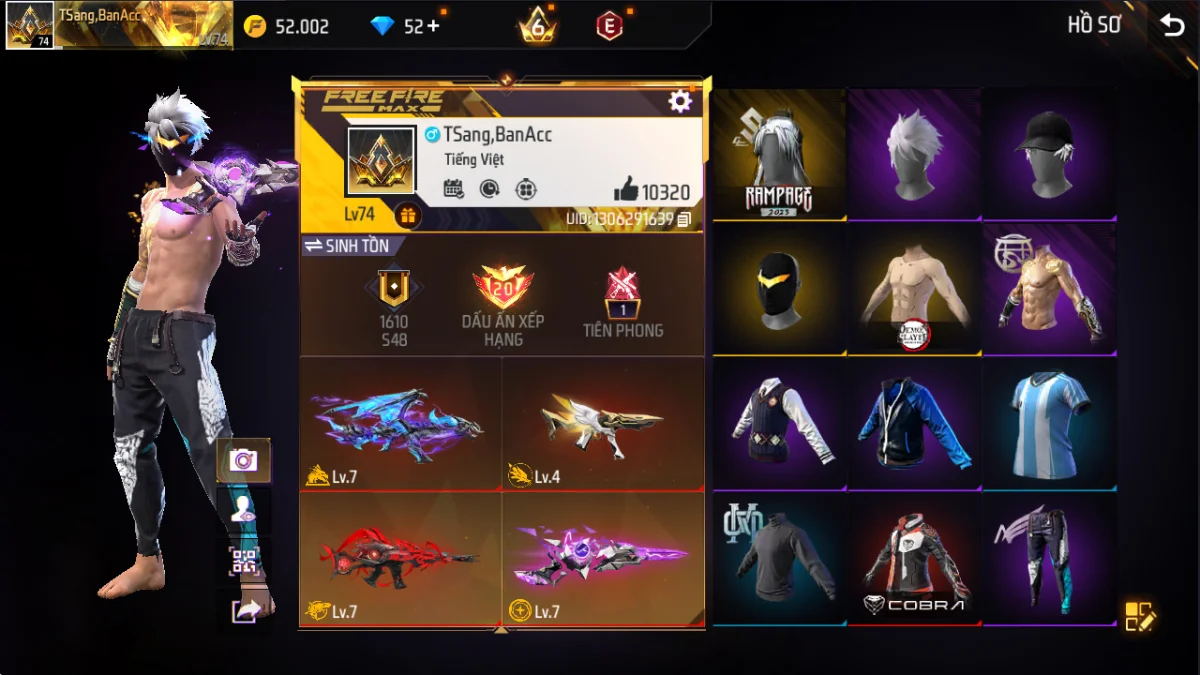 VIP 6 · Chuyên Nam · Lãng Khách Tím +6 skin