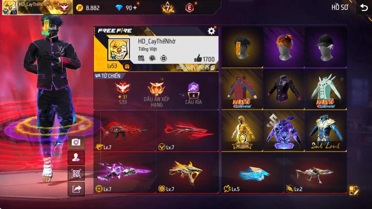 VIP 7 · Chuyên Nam · Ma Búp Bê Nham Thạch +2 skin