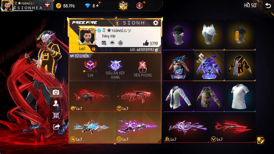 VIP 8 · Chuyên Nam · Bộ Trai Ngổ Ngáo +3 skin